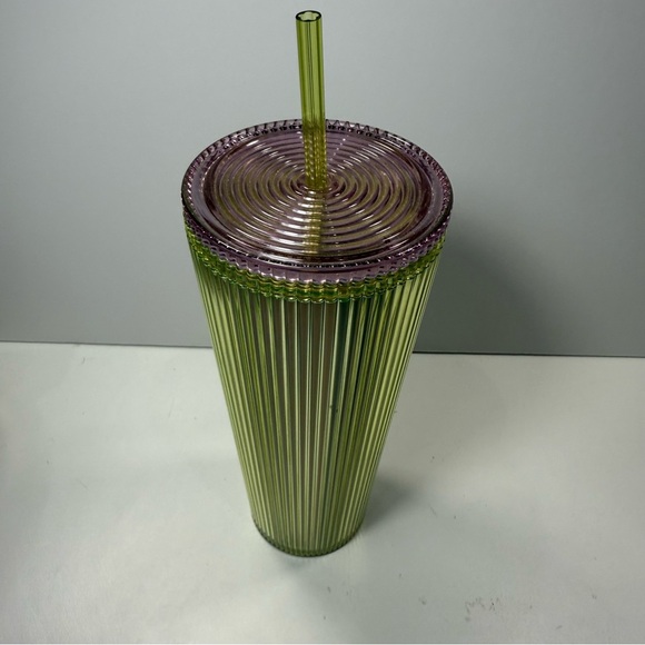Starbucks 2025 Neon Transparent Tumbler Striped Venti Tumbler with Straw - Picture 2 of 5